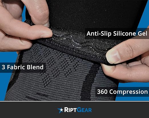 RiptGear Knee Compression Sleeve - Braces for Knee Pain - Compression for Arthritis, Meniscus Tear, Running, Walking - Support for Women and Men - Sleeves Weightlifting (XX-Large, Gray (1 Pack))