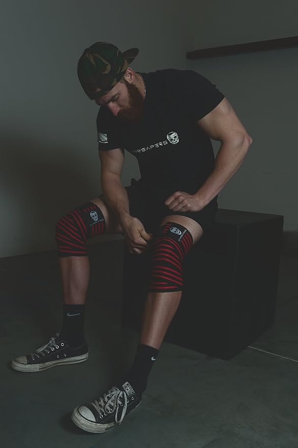 Gymreapers Knee Wraps for Squats and Powerlifting 72 Inch Compression Wraps with Strap for Men & Women Weightlifting Support
