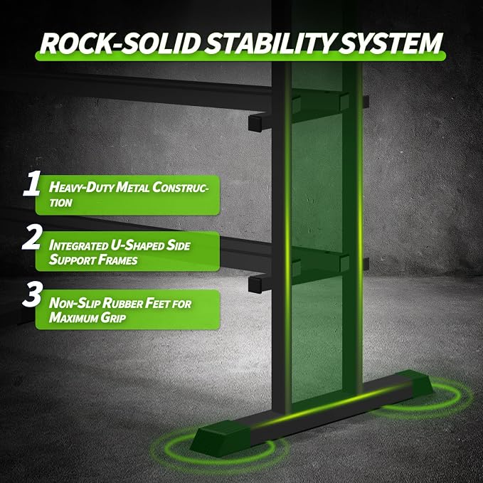 Heavy Duty Dumbbell Rack, 2-Side Extension Holder for Home Gym Storage Rack | Adjustable Width, Large Weight Capacity, Sturdy Steel Stand Only, for Dumbbells & Kettlebells Home Gym Storage Rack