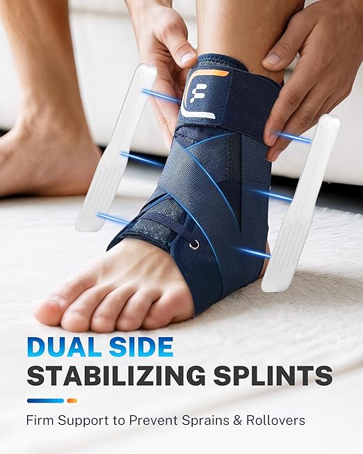 Ankle Brace for Men Women with Removable Side Splints Figure 8 Strap | Quick Lace Up Design , Sprain & Swelling Recovery Support , Achilles Tendon Relief , Basketball Volleyball Running Stability