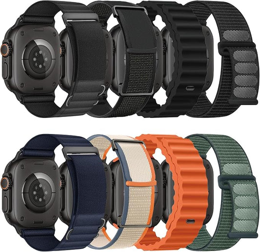 8 Pack Compatible with Apple Watch Band 42mm 40mm 41mm 38mm for Women Men,Breathable Trail Loop+Alpine Loop+Ocean+Nylon Sport Loop for iWatch Band Series 11/10/9/8/7/6/5/4/3,SE 3 2 1