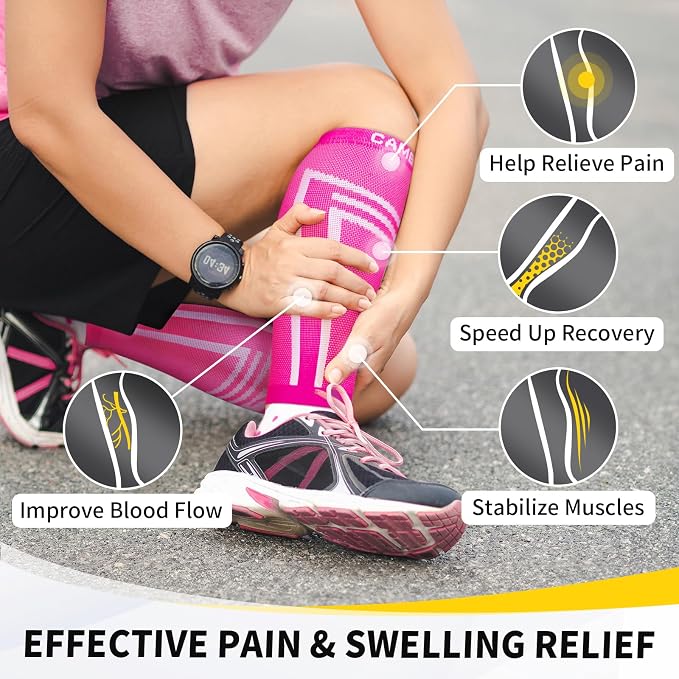 CAMBIVO Calf Compression Sleeve for Men Women Footless | Graduated Compression, Shin Splint Relief, Moisture Wicking, Running Standing Travel, 4D Knit Anti-Slip, Varicose Veins