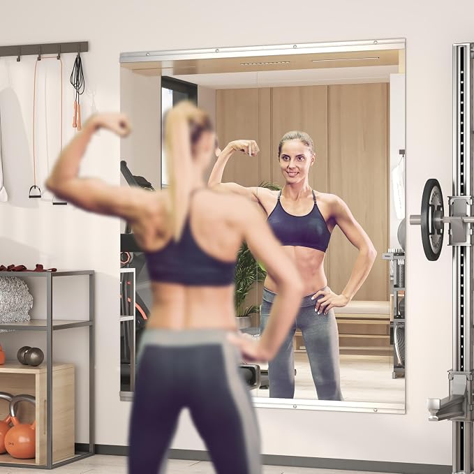 Hasipu Home Gym Mirror 51" L x 17" W - 3PCS Large Full Body Mirror for Yoga, Fitness, Garage, Dance Studio, Wall-Mounted, 0.16in Tempered Glass Frameless