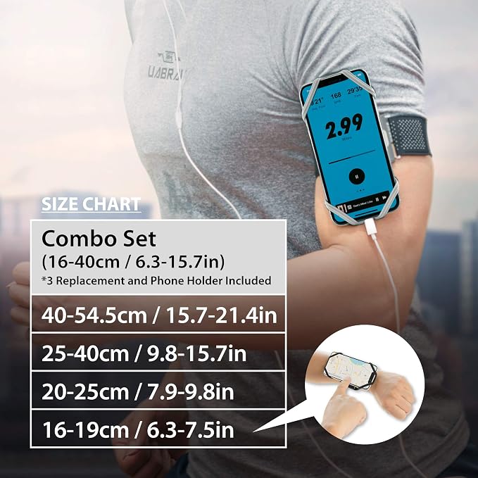 BONE Run Tie, Universal Running Phone Armband for 4"-6.7" Smartphones | Sweat Wicking, Skin-Friendly & Washable Silicone Strap, Workout Phone Arm Holder for Running (Luminous - S Arm Size 7.9-9.8")