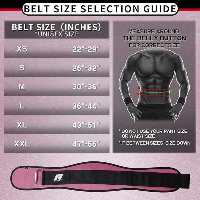RitFit Weight Lifting Belt 6 Inch for Squats Deadlift Strength Training | Padded Lumbar Support, Self-Locking Gym Belt for Men & Women, Squats, Lunges, Deadlift, Thrusters