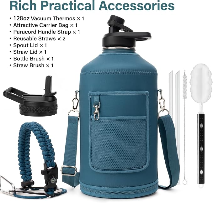 DYSANKY Gallon Insulated Water Bottle with Portable Carrier Bag for Outdoor