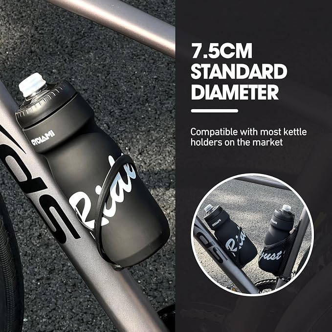 Bike Water Bottle 22oz/650ml Cycling Squeeze Water Bottle BPA Free Leakproof Easy-Squeeze Sports Bottles for Bicycle Gym Camping Hiking Big Pro Black