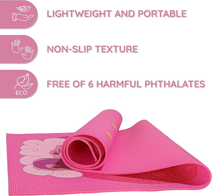Kids Yoga Mat Set - Comfortable Dinosaur Kid Yoga Mat Boy with 12 Yoga Cards, Storage Bag, Beige Play Mat Thick for Gymnastics Mat, Exercise Mat, No-Toxic and Non-Slip for Ages 3-12