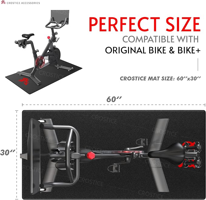 Bike Mat Compatible with Peloton Bike, 6mm Floor Protector | 6mm bike mat compatible with Peloton bike, providing non-slip waterproof protection for hardwood or carpet