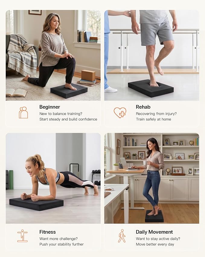 StrongTek Foam Balance Pad, High-Density TPE, 15.8 x 13 x 2 in, Non-Slip | Water-Resistant, Supportive Cushioning, Kneeling Support, Core Strength and Stability Training, Physical Therapy and Yoga