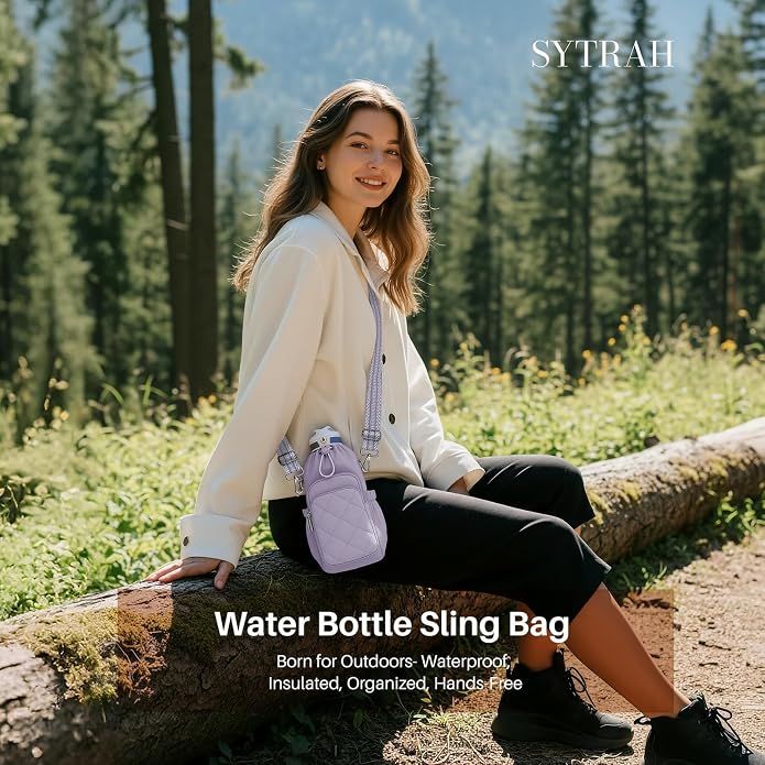 Water Bottle Bag Crossbody，Insulated Holder Purse