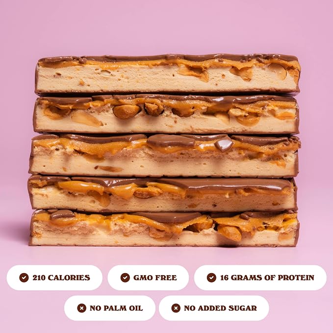 Barebells Soft Protein Bars Salted Peanut Caramel - 12 Bars, Pack of 1-16g High Protein Treats - Chocolate Nutrition Bar with 1g Total Sugars - On The Go Breakfast or Post-Workout Snack