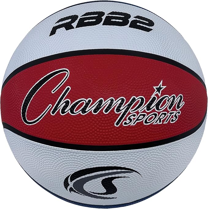 Champion Sports Rubber Basketballs – Durable Indoor & Outdoor Training & Recreational Game Balls, Multiple Sizes & Colors