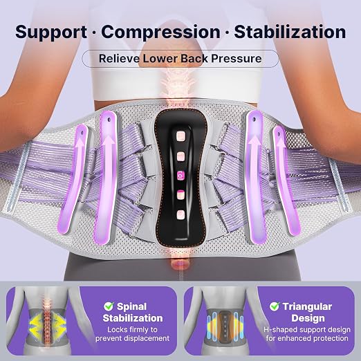 Fit Geno Back Brace for Lower Back Pain Women: Adjustable Lumbar Support Brace for Pain Relief - Breathable Waist Belt for Comfort - M