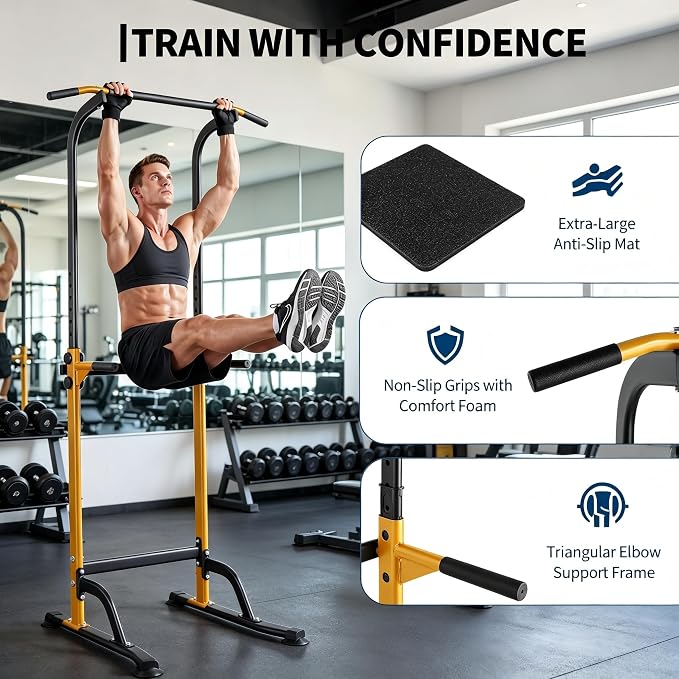 Pull Up Bar for Home Gym, Heavy Duty Dip Station with 330LBS Capacity, Multi-Function Pull Up & Dip Stand for Strength Training, Chin Ups Push Ups, 1.2mm Steel Tube