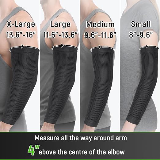 Elbow Compression Sleeve, Snug Fit, Full Arm Coverage, Small | Soft Breathable Tennis & Golfers Elbow Brace for All Day Comfort, Full Arm Coverage for Complete Support