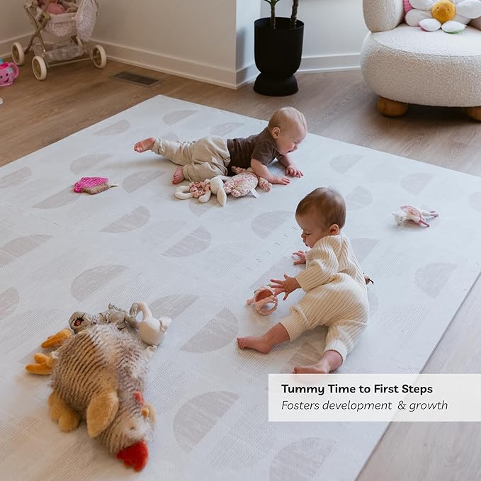 Little Landings Baby Play Mat for Floor - Aura Oat (6x6ft) - Premium EVA Foam Play Mat for Babies & Toddlers (Ages 0-5+) Non-Toxic Playmat for Tummy Time, Crawling & Playroom - Stylish & Comfortable