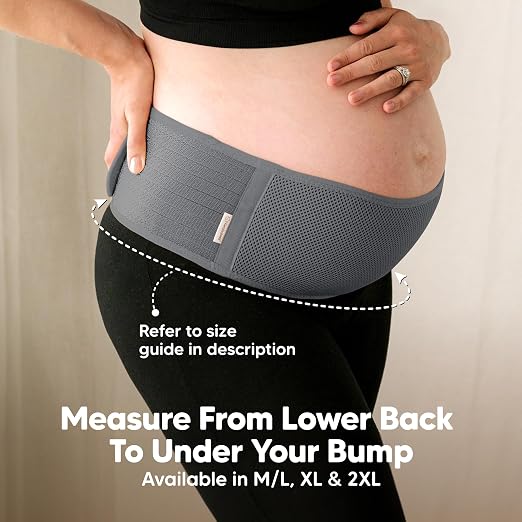 KeaBabies Pregnancy Belly Bands for Pregnant Women,1pk (Mystic Gray, M/L) | Soft, Breathable, Maternity Belly Support Band, Easy Adjustable Maternity Belt for Back, Pelvic Support, Comfortable