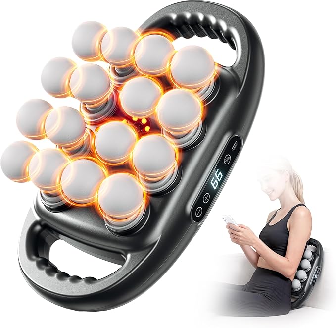 16-Head Deep Tissue Massage Gun, 9 Modes, 99 Intensity Levels | Wide 16-head coverage for back, shoulders, waist, legs, arms, and feet, with a 3600mAh battery and quiet Type-C operation.