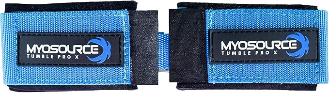 Tumble Pro X Ankle Straps Kit – Cheerleading Standing Tumbling Equipment, Gymnastics Backhandspring Trainer – Includes Flexibility Stunt Stretch Strap – Blue, Pink, Purple