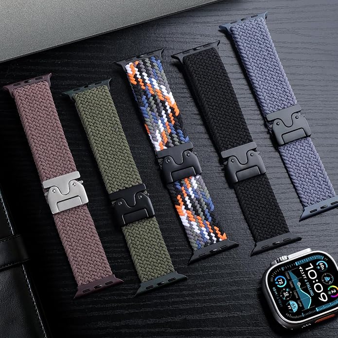 Elastic Sport Band for Apple Watch Ultra 3/2/1 Bands 49mm 46mm 45mm 44mm 42mm 41mm 40mm 38mm Men Women, Adjustable Parachute Buckle Nylon Fabric Wristband for iWatch Series 11 10 SE 9 8 7 6 5 4 3