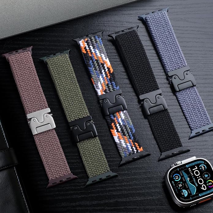Elastic Sport Band for Apple Watch Ultra 3/2/1 Bands 49mm 46mm 45mm 44mm 42mm 41mm 40mm 38mm Men Women, Adjustable Parachute Buckle Nylon Fabric Wristband for iWatch Series 11 10 SE 9 8 7 6 5 4 3