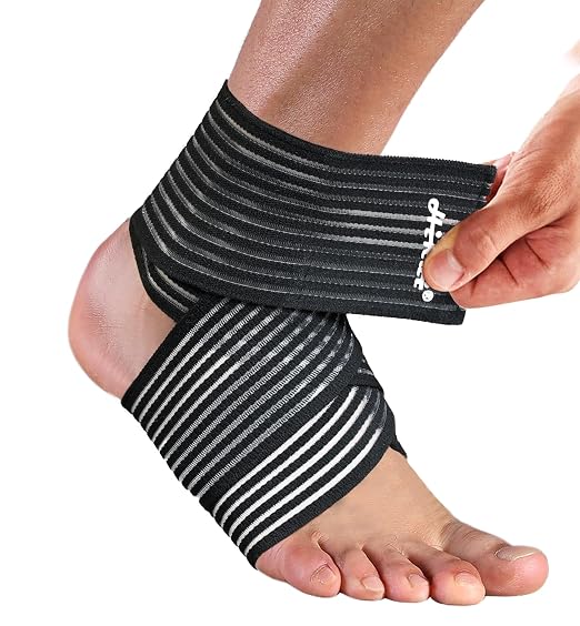 Foot & Ankle Brace 2 Pack, Adjustable Compression Wrap for Men & Women – Helps with Sprains, Plantar Fasciitis, Achilles Tendonitis, Arthritis, Running, Sports, Gym – Fits in Shoes (Black)