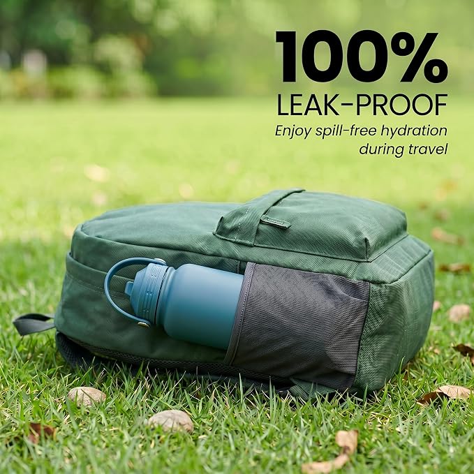 Blue Insulated 32 oz Metal Leakproof Water Bottle | Teal Blue, Stainless Steel, 1 Liter, Leakproof, 2 Lids, Large Sports Water Bottle for Gym,Hiking