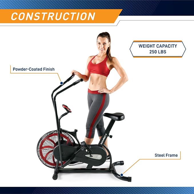 Marcy Air-Resistance Exercise Fan Bike With Dual Action Handlebars