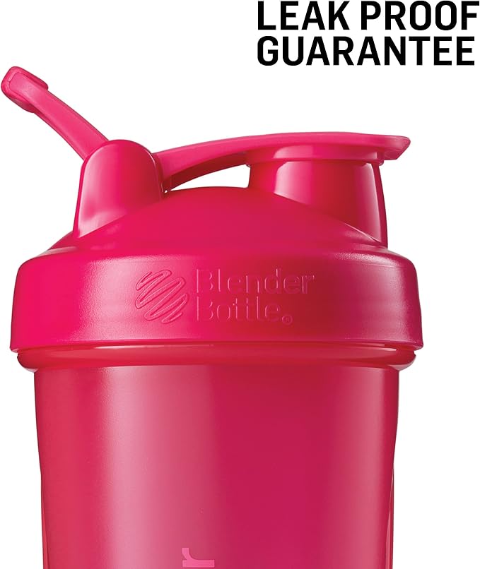 BlenderBottle Classic Shaker Bottle Perfect for Protein Shakes and Pre Workout, 20-Ounce, Clear/Black