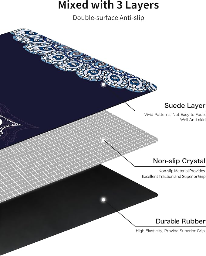 nuveti Printed Travel Yoga Mat 1/16 Inch Thick Non Slip Fitness Workout Mat | with Carrying Bag, Foldable Lightweight Suede & Natural Rubber Yoga Mat for Yoga Pilates and Fitness 72" L x 24" W x 1.5mm
