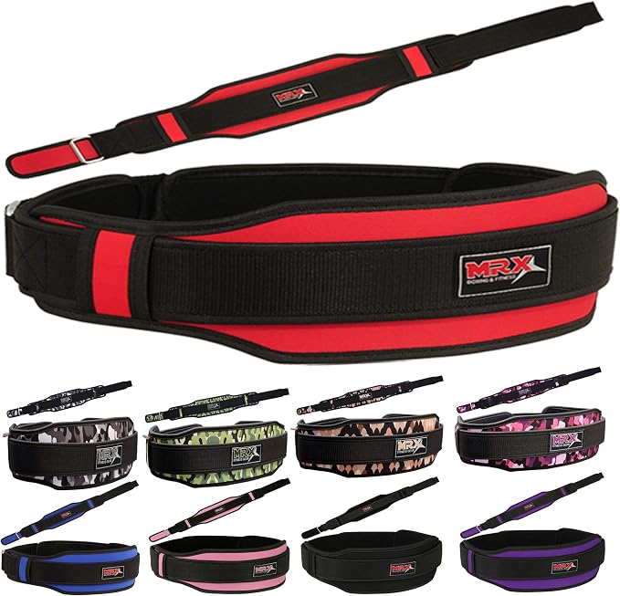 MRX Weight Lifting Belt with Double Back Support Gym Training 5" Wide Belts 11 Colors
