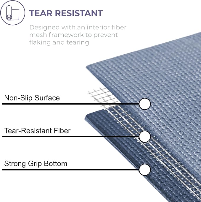 Voyage 5mm Studio Yoga Mats, 6 Pack, 72x24in | Extra Long, Anti-Tear Exercise Mats for Workout, Stretching, Fitness - Non Slip Gym Mats for Home, Schools and Studios