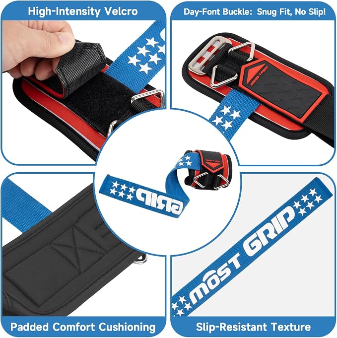 Drip Glue Non-Slip Wrist Straps for Weightlifting, 2-in-1 Lifting Straps with D Rings for Cable Machine Workout, 10mm Neoprene Padded Wrist Wraps for Weight Lifting Deadlift