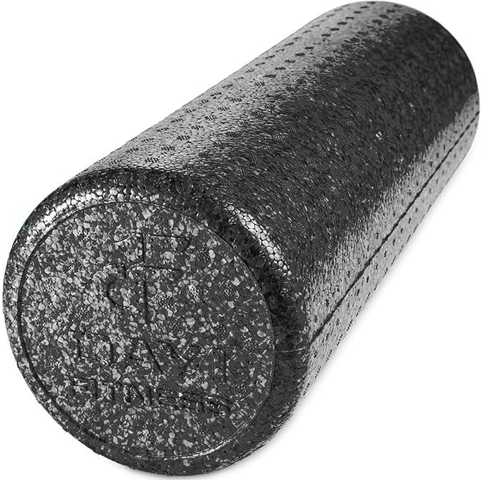 Day 1 Fitness High Density Muscle Foam Rollers - Sports Massage Rollers for Stretching, Physical Therapy, Deep Tissue, Myofascial Release - Ideal for Exercise and Pain Relief - Solid Black, 12"
