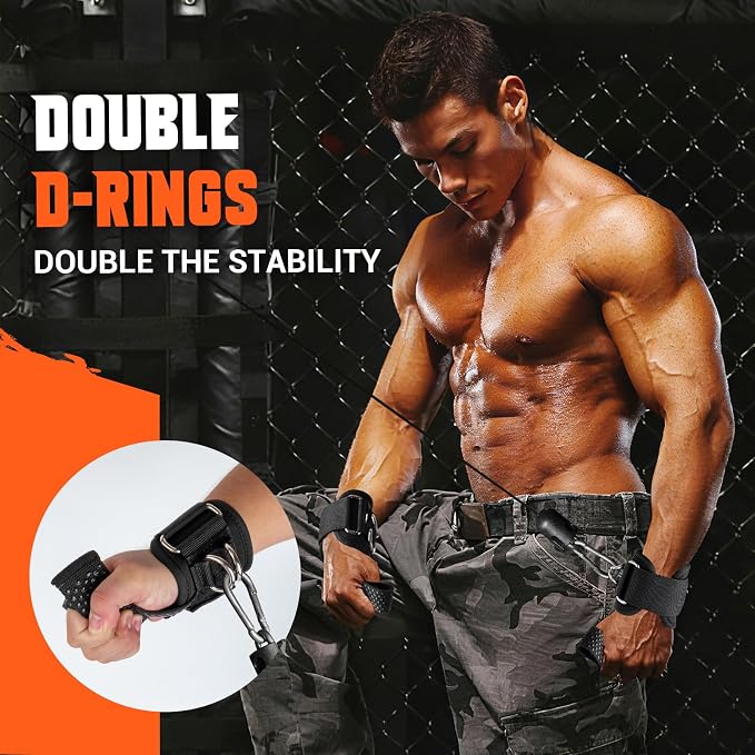2 In 1 Weight Lifting Strap for Men,Heavy Duty Gym Wrist Strap with D Rings | 8mm Neoprene Padded Non-Slip Lifting Wrist Wraps for Weightlifting, Deadlifting, Cable Machine Workouts & Pull-Ups