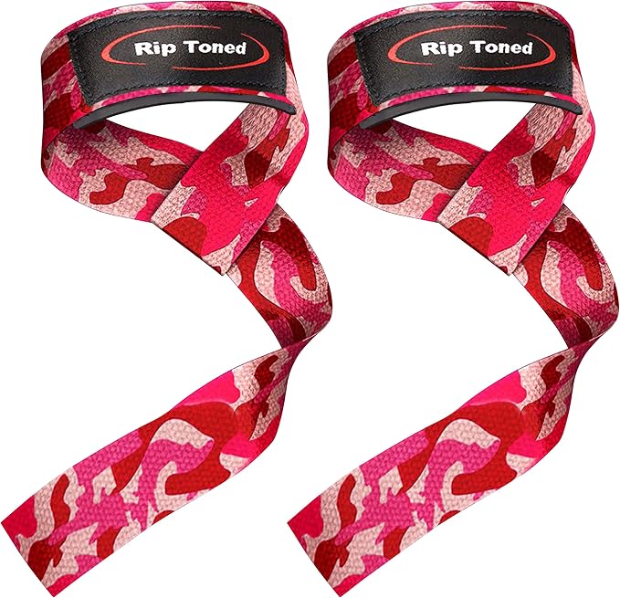 Rip Toned Lasso Lifting Straps for Weightlifting, 23¼" Padded | 1 Pair, cotton, non-latex neoprene. No break-in. Quick release. Deadlifts, rows, shrugs, pull-ups. Machine washable.