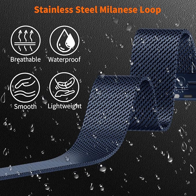 Bands Compatible with Apple Watch Ultra 3/2/1 Band 49/46/45/44mm | Milanese Loop Magnetic Stainless Steel Strap for iWatch Ultra SE 3/2/1 Series 11 10 9 8 7 6 5 4 3 2 1 Men, Dark Blue