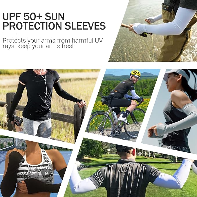 LUOLIIL VOE Sun Protection Cooling Arm Sleeves for Men &Women,Compression Sleeves for Football, Golf & Volleyball