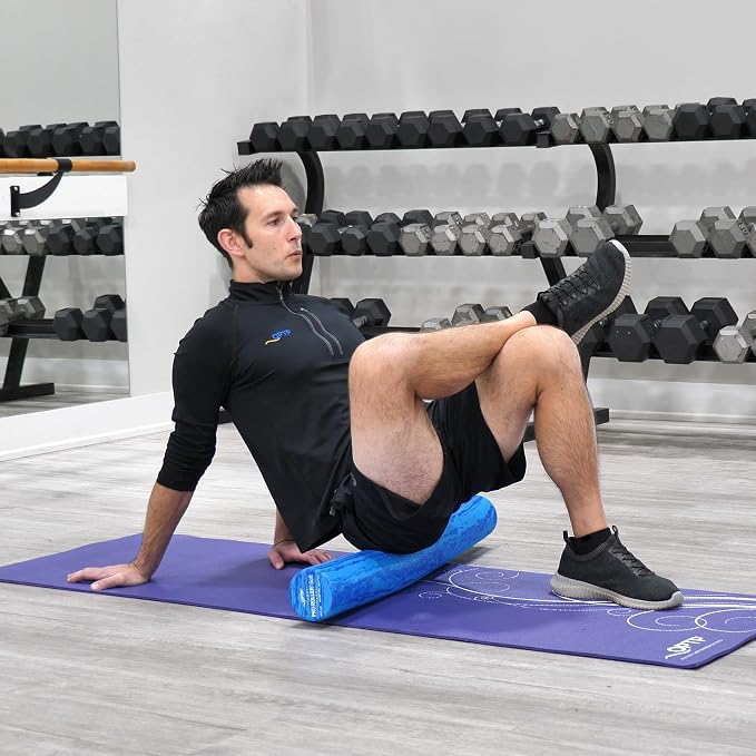 OPTP PRO-Roller Soft Density Foam Roller – Round, Blue, 36" x 4" | Low density soft foam roller for physical therapy, Pilates, yoga foam roll exercises, and muscle recovery, blue 36" x 4"