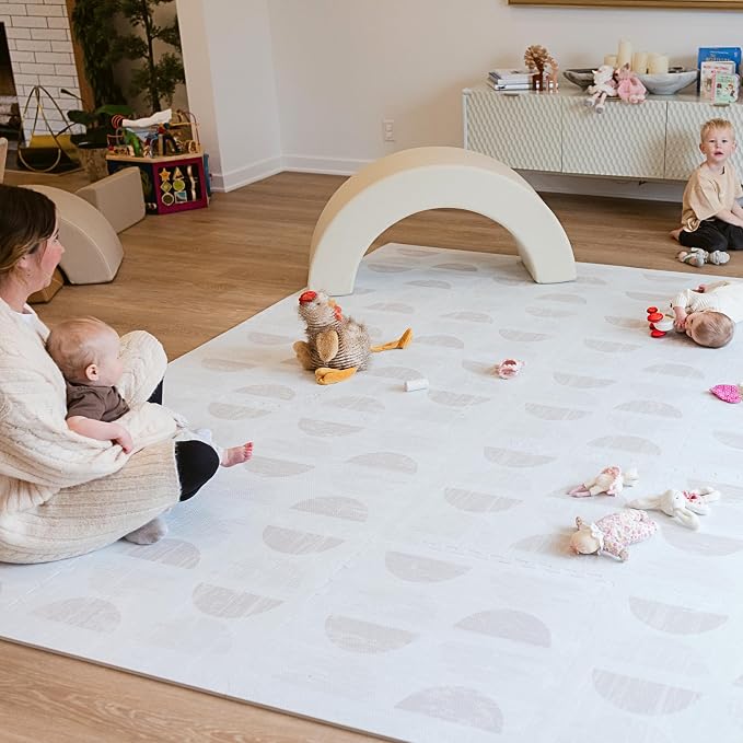 Little Landings Baby Play Mat for Floor - Aura Oat (4x6ft) - Premium EVA Foam Play Mat for Babies & Toddlers (Ages 0-5+) Non-Toxic Playmat for Tummy Time, Crawling & Playroom - Stylish & Comfortable
