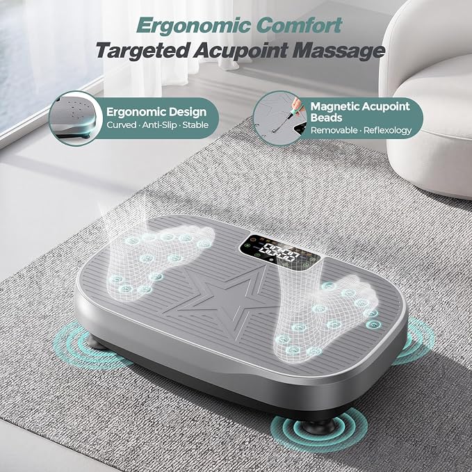 Vibration Plate Exercise Machine with Smart APP, 199 Levels Whole Body Vibrating Platform with 68 Video Courses, Lymphatic Drainage Weight Loss Shaker Plate, with Bluetooth, Remote, 5 Resistance Bands