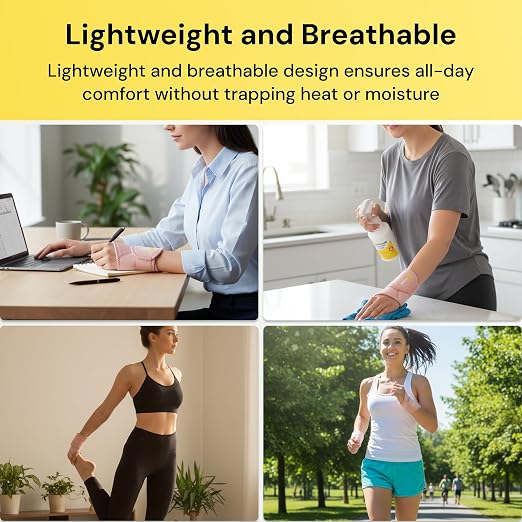 BraceUP Adjustable Wrist Wrap for Men and Women - Workouts Wrist Band, Carpal Tunnel Compression Wrist Brace, Tendonitis Wrist Splint, Left Right Hand One Size Adjustable (1, Pink)