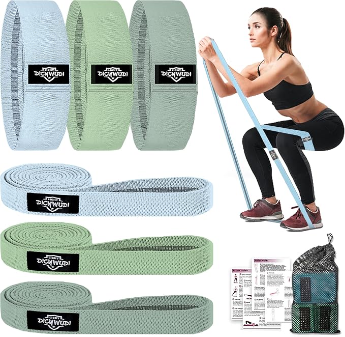 DICYWUDI Fabric Resistance Bands for Working Out, 6Pack Non-Slip Exercise Bands for Women and Men, Fabric Booty Bands for Home, Fitness, Pilates, Stretching