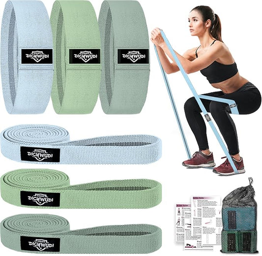 DICYWUDI Fabric Resistance Bands for Working Out, 6Pack Non-Slip Exercise Bands for Women and Men, Fabric Booty Bands for Home, Fitness, Pilates, Stretching