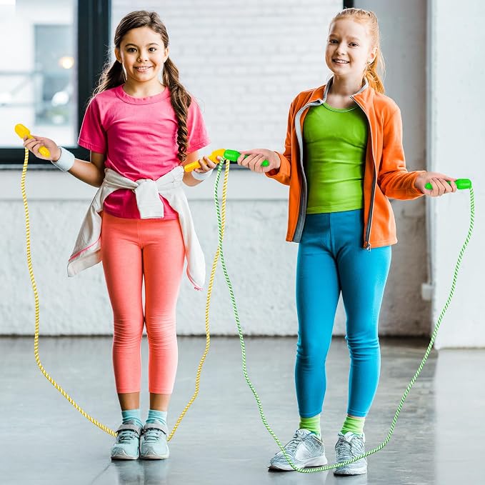 10 Pack Kids Jump Rope, Adjustable Nylon Skipping Ropes for Fitness | 7.87 Ft, 5.51 In Handles, Lightweight Jump Rope, Gradient Skipping Rope, Indoor Outdoor Games, School Active Play