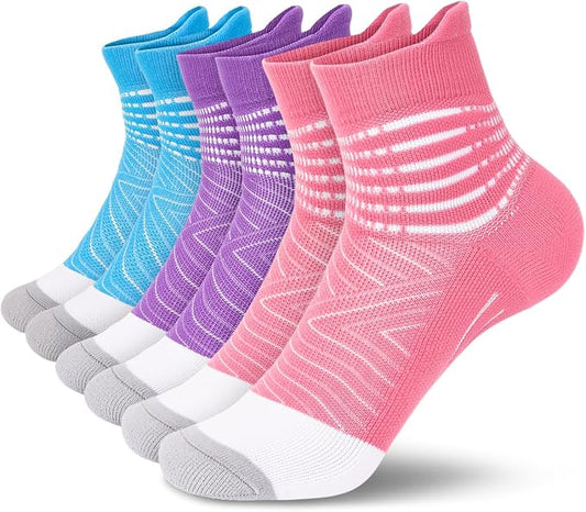 IRAMY Compression Ankle Support Socks Women - Wicking, Cushioned Athletic, Plantar Fasciitis Relief 2/3/6 Pairs