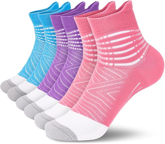 IRAMY Compression Ankle Support Socks Women - Wicking, Cushioned Athletic, Plantar Fasciitis Relief 2/3/6 Pairs