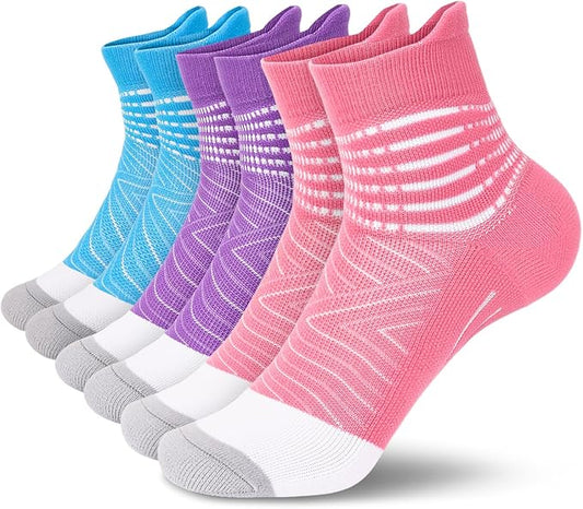 IRAMY Compression Ankle Support Socks Women - Wicking, Cushioned Athletic, Plantar Fasciitis Relief 2/3/6 Pairs