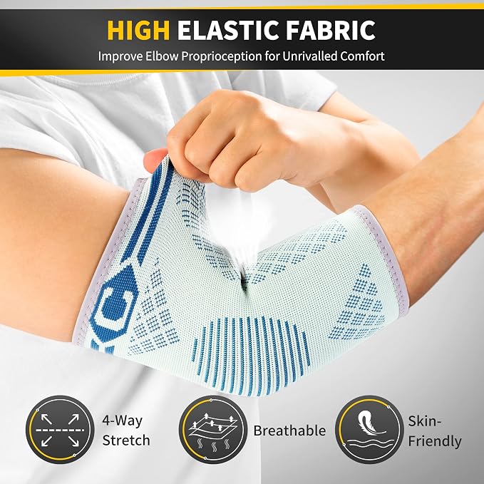 CAMBIVO 2 Pack Elbow Brace Compression Sleeve, Tennis & Golfer's Elbow | Breathable 3D Knit, Moisture-Wicking, No Straps or Velcro, Epicondylitis, Tendonitis & Arthritis Relief, All-Day Wear